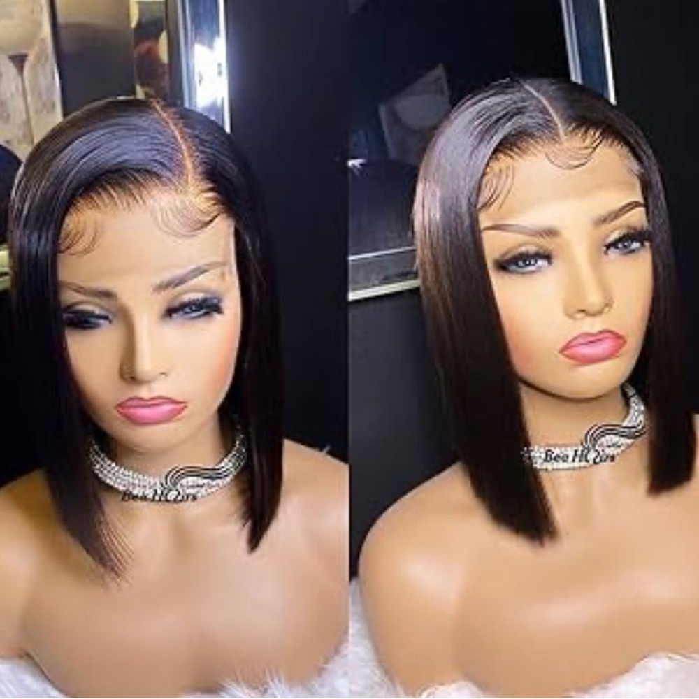 Sleek Straight Brown Bob Lace Front Wig - Natural Look